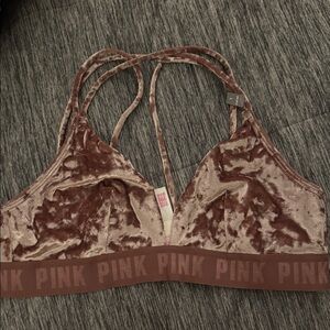 PINK Victoria's Secret Crushed Velvet Bralette in Mauve Brown